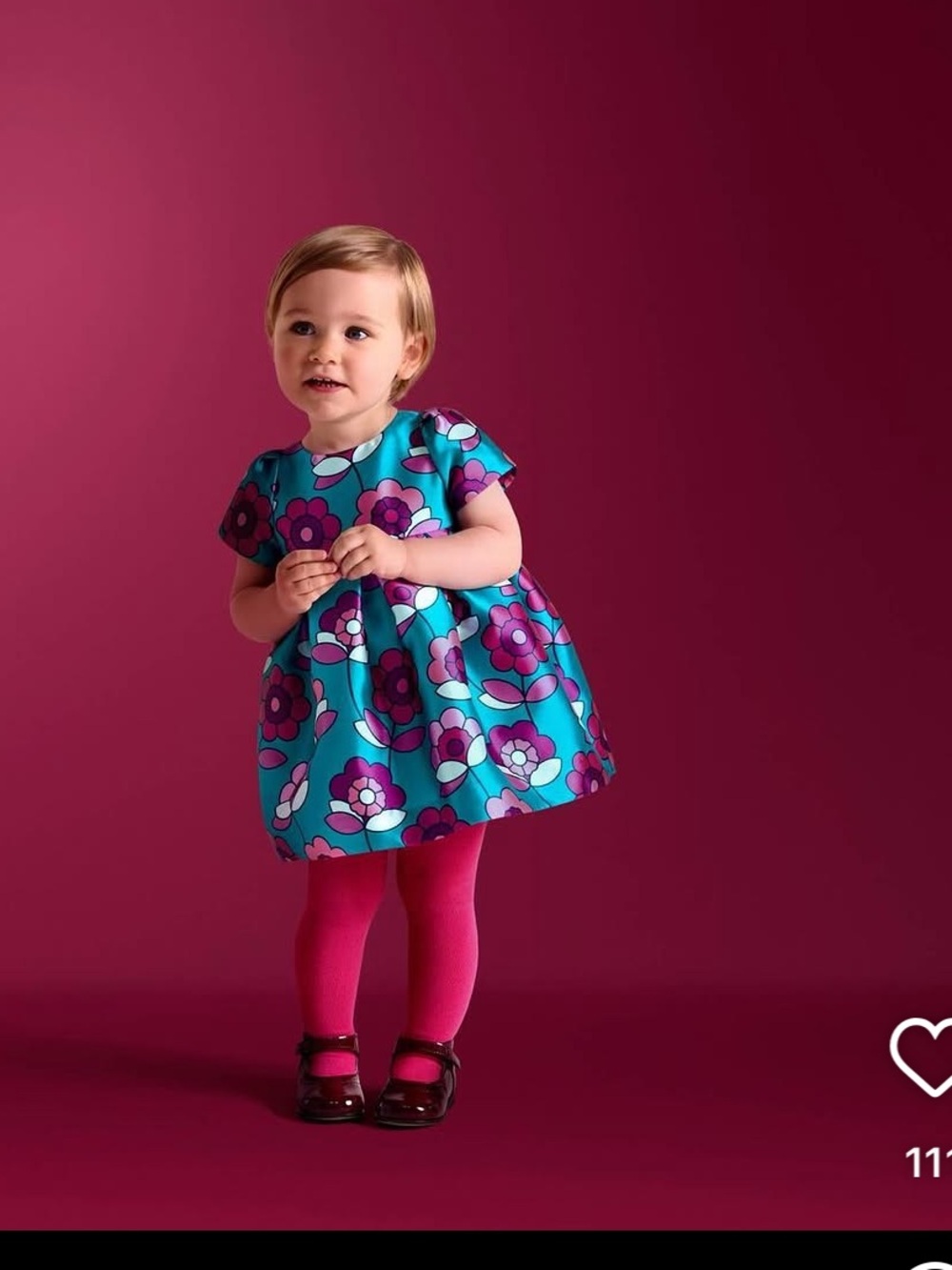 Floral Kids Dress in Teal and Pink jacadi satin formal